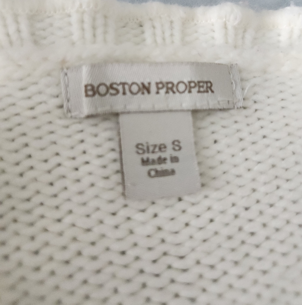 Boston Proper Cream Ruffled Cardigan - Picture 3 of 5